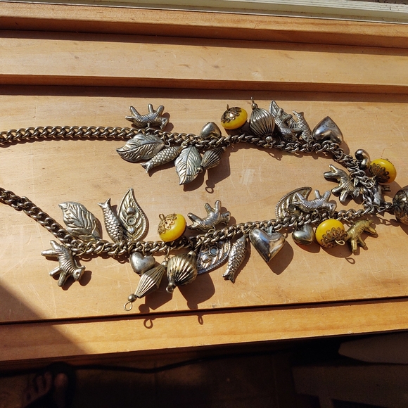 Vintage Bohemian Yellow Beaded Chain Necklace, Bracelet & Earrings Set of 3 - Picture 15 of 16